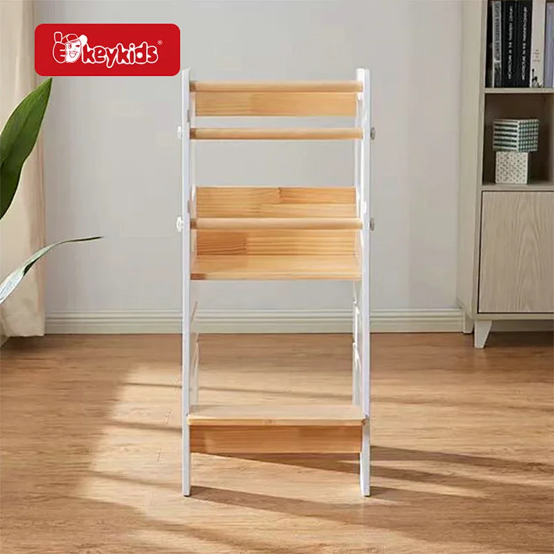 3 Height adjustable Montessori Toddler Wooden Step Stool for Kitchen and Bathroom W08G397